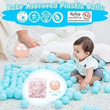Ball Pit Balls Play Balls for Babies, Small Balls Stars for Kids Playpen Plastic Balls for Babies Ball Pool Puppy Playballs, Pink Gold White