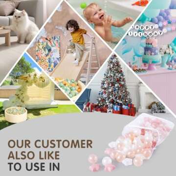 Ball Pit Balls Play Balls for Babies, Small Balls Stars for Kids Playpen Plastic Balls for Babies Ball Pool Puppy Playballs, Pink Gold White