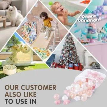 Ball Pit Balls Play Balls for Babies, Small Balls Stars for Kids Playpen Plastic Balls for Babies Ball Pool Puppy Playballs, Pink Gold White