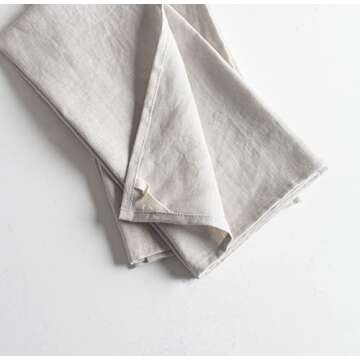 LK PureLife 100% Pure Flax Linen Kitchen Towels-20x27 Inch-Stonewashed Flax Linen-Extra Soft Quick Dry for Tea Towels Dish Towels Hand Towels-Set of 2-Natural