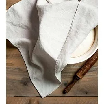 LK PureLife Flax Linen Kitchen Towels - Set of 2, 20x27 Inch