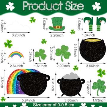 Nuanchu 36 Sets St. Patrick Day Craft Kits for Kids DIY Gold Pot Shamrock Coin Hats Rainbow Stickers...