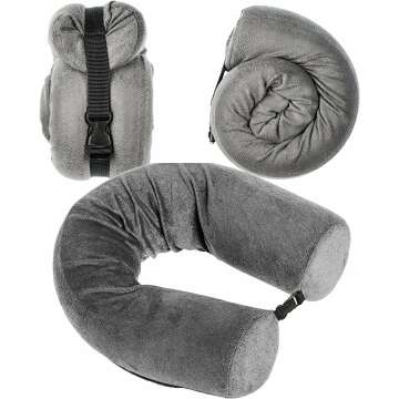 Dot&Dot Memory Foam Neck Pillow for Travel Comfort and Support