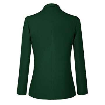 Urban CoCo Women's Office Blazer Jacket Open Front (L, Dark Green)