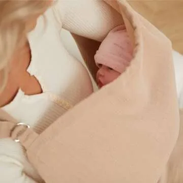 PPOGOO Muslin Nursing Cover for Baby Breastfeeding, Breathable Privacy Nursing Covers for Mom 100% Cotton Breastfeeding Cover with Rigid Hoop for Mother Nursing Apron (Brown)