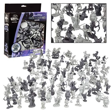 Monster Fantasy Creature Mini Action Figure Playset - 98pcs Toy Miniatures w 14 Unique Designs - Dra...