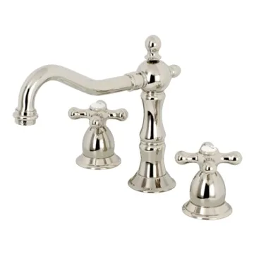 Elegant Kingston Brass KS1976AX Heritage Widespread Bathroom Faucet in Polished Nickel