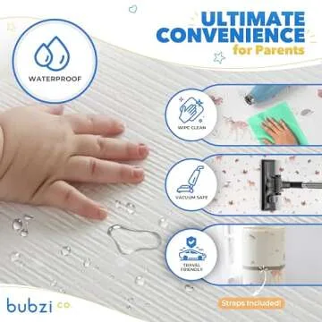 Bubzi Co Non Toxic Large Baby Play Mat for Floor, Padded Tummy Time Mat for Babies Learning to Walk or Crawl, Thick Foam Nursery Playroom Rug 0 6 12 Months
