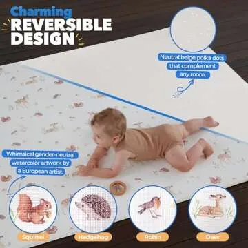 Bubzi Co Non Toxic Large Baby Play Mat for Floor, Padded Tummy Time Mat for Babies Learning to Walk or Crawl, Thick Foam Nursery Playroom Rug 0 6 12 Months