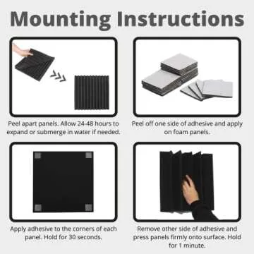 TRUE NORTH Acoustic Foam Panels 12 Pack w/Adhesive - (1"& 2" Thick) Acoustic Panels Sound Absorbing Panel - Sound Panels Noise Reducing For Walls - Sound Foam Panels, Sound Pads For Walls, Noise Foam