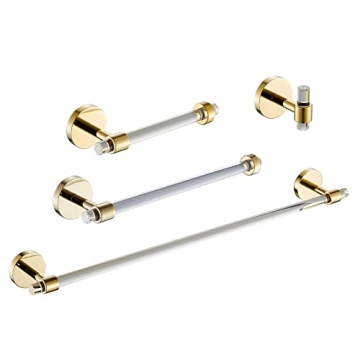 Bathroom Hardware Set Acrylic Gold - Bathroom Accessories Set Towel Bar Towel Rack Set - Wall Mounte...