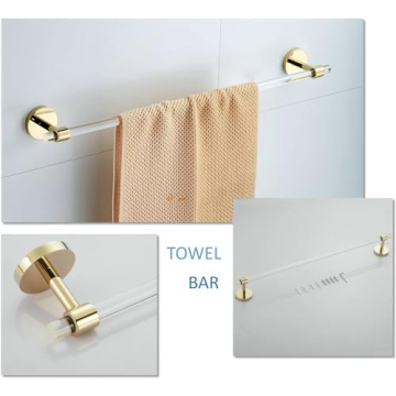 Acrylic Gold Bathroom Hardware Set for Luxurious Decor
