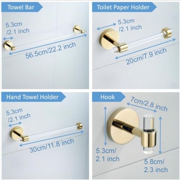Acrylic Gold Bathroom Hardware Set for Luxurious Decor