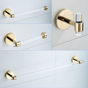 Acrylic Gold Bathroom Hardware Set for Luxurious Decor