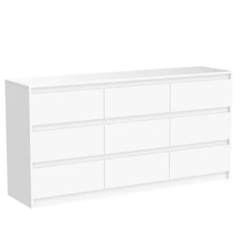 Modern White 9-Drawer Dresser Large Storage Space