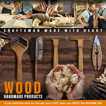 MAXIMILIAN World Class Handmade 2 Sided Pin & Bristle Dog Brush for Removing & Shedding Dog & Cat with Short or Long Hair. Effortlessly Remove Loose Hair