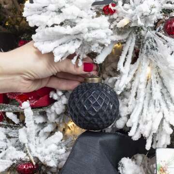 Rustic Vintage Matte Black Christmas Ornaments Set of 6