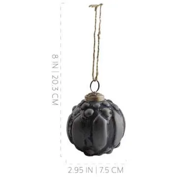 Rustic Vintage Matte Black Christmas Ornaments Set of 6