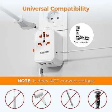 TESSAN Universal Travel Adapter, 45W International Plug Adaptor with 2 USB C 3 USB A Ports, Travel Worldwide Power Outlet for US to European EU UK AUS Ireland(Type C/G/A/I)