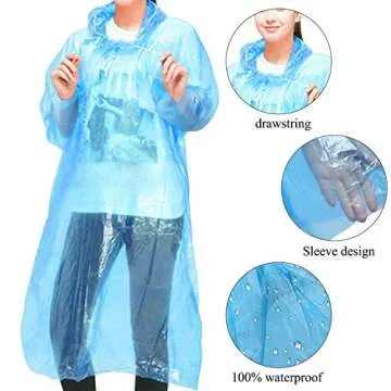 INNOCHEER Rain Ponchos Family Pack – 12 Disposable Raincoats