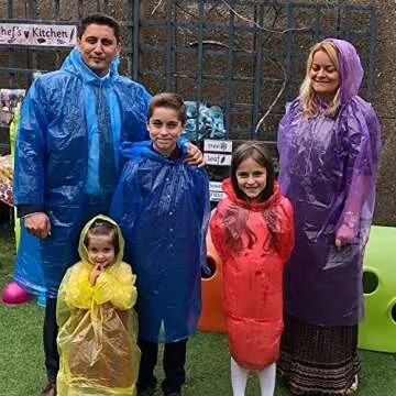 INNOCHEER Rain Ponchos Family Pack – 12 Disposable Raincoats