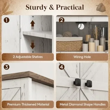 Lifewit Farmhouse End Table with Charging Station