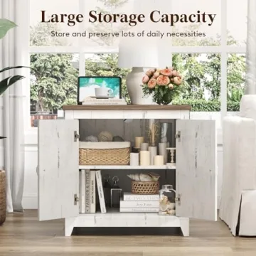 Lifewit Farmhouse End Table with Charging Station