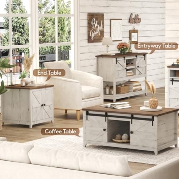 Lifewit Farmhouse End Table with Charging Station