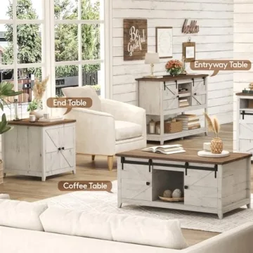 Lifewit Farmhouse End Table with Charging Station