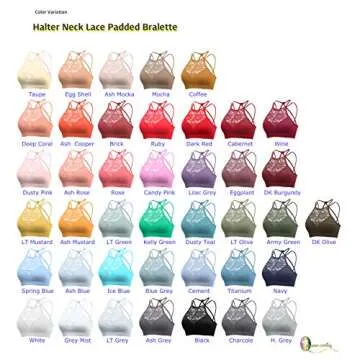 NT6691 Womens Every Day High Neck Lace Cutout Bralette with Bra Pads Double Crisscross Back Strap Coffee S/M