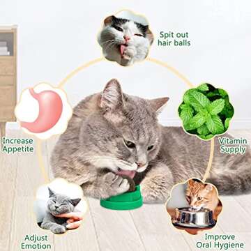 SINROBO 3 Pack Green Catnip Balls, Cat Toys for Cats, Safe & Healthy, Teeth Cleaning, Indoor Use, Portable & Lightweight