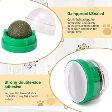 SINROBO 3 Pack Green Catnip Balls, Cat Toys for Cats, Safe & Healthy, Teeth Cleaning, Indoor Use, Portable & Lightweight
