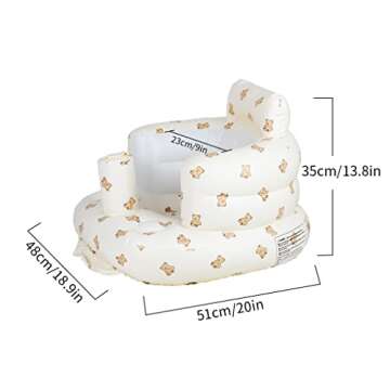AirSwim Inflatable Baby Seat, Inflatable Baby Chair for Babies 3 Months and Up Summer Baby Inflatable Seat for Sitting Up, Blow Up Baby Floor Seat with Built in Air Pump, Bear
