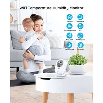 Govee WiFi Thermometer Hygrometer H5051, Bluetooth Indoor Temperature Humidity Monitor with App Noti...