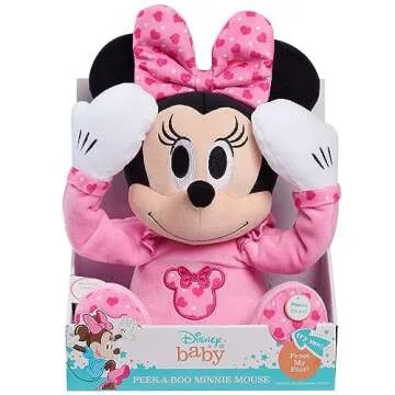 Disney Baby Peek-A-Boo Interactive Plush Stuffed Animal with Sounds, Minnie Mouse, Pink, Kids Toys for Ages 09 Month by Just Play
