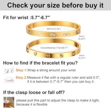 Gold Bracelets for Women - 2Pcs 18K Gold Plated Love Cubic Zirconia Bangle Crystal Friendship Bracelet Jewelry,Wedding Party Christmas Valentine's Day Birthday Gifts for Her Girlfriend Sister Daughter