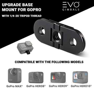 EVO Gimbals PRO10 Base Adapter - Replacement Mount for GoPro Hero 12, 11, Hero 10, Hero 9/8 & GoPro ...