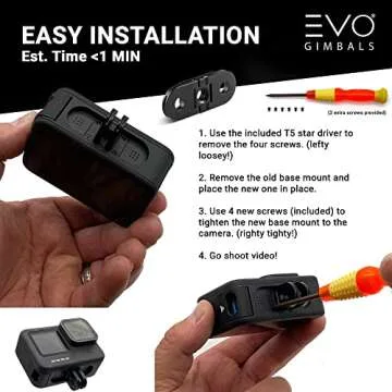 EVO Gimbals PRO10 Base Adapter - Replacement Mount for GoPro Hero 12, 11, Hero 10, Hero 9/8 & GoPro MAX with 1/4 Thread for Tripods, Monopods and Accessories