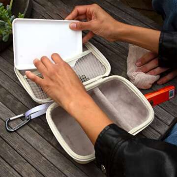 Smell Proof Bag and Organizer - Includes Tray and Accessories - Odor Proof Travel Storage Case and Medicine Lock Box - Great Gift - Cubbi Go (Beige)