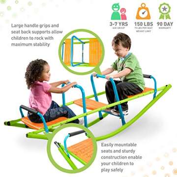 Pure Fun Rocker Kids Seesaw, Indoor or Outdoor, Ages 3 to 7, Multi Color
