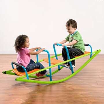Pure Fun Rocker Kids Seesaw, Indoor or Outdoor, Ages 3 to 7, Multi Color