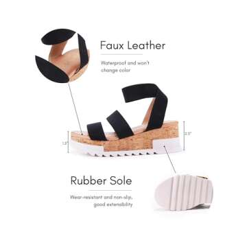 LAICIGO Women Summer Espadrille Open Toe Comfort Ankle Elastic Strap Sandal Platforms Sandal