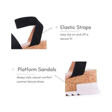 LAICIGO Women Summer Espadrille Open Toe Comfort Ankle Elastic Strap Sandal Platforms Sandal