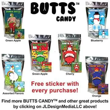 Santa Butts Gummy Cherry Fruit Jellies - Funny Holiday Candy