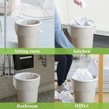 2 Gallon 80 Counts Strong Trash Bags Garbage Bags by Teivio, Bathroom Trash Can Bin Liners, Small Plastic Bags for home office kitchen, Clear