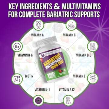 ProCare Health Chewable Bariatric Multivitamin Without Iron (30 Tablets) - Fruit Punch Flavor Once Daily Bariatric Multivitamin with Iron Free for Gastric Bypass and Sleeve Patients (01 Month Supply)