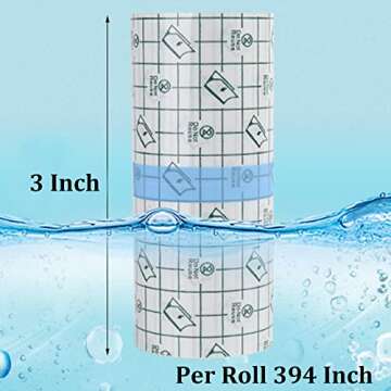 OBTANIM Waterproof Stretch Clear Adhesive Film Bandage for Tattoo Care (3 x 394 In)