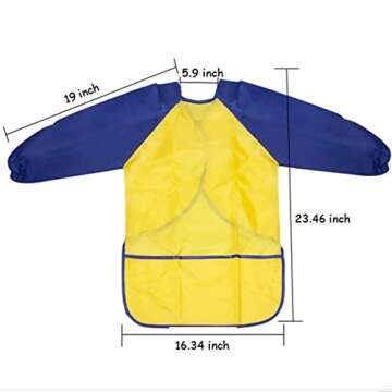CUBACO Kids Painting Apron, 2 Packs Waterproof Art Smocks For Child 3-8 Years, Children Artist Apron with Long Sleeve and 3 Pockets