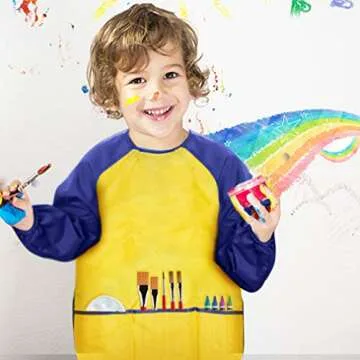CUBACO Kids Painting Apron Set - 2 Waterproof Art Smocks 3-8 Years