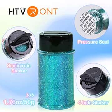 HTVRONT Holographic Extra Fine Glitter - Teal Blue Glitter 50 g/1.76 oz, Epoxy Glitter for Resin Art...